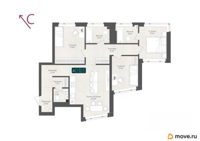 4-комн. квартира, 78.5 м&sup2;