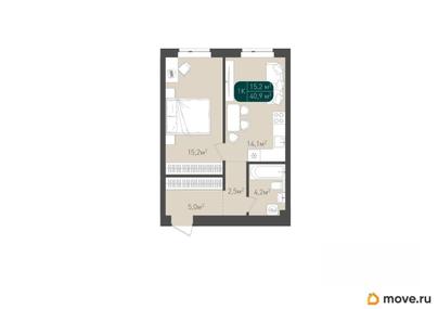 1-комн. квартира, 40.9 м&sup2;