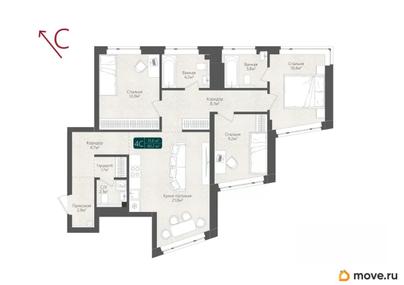 4-комн. квартира, 80.2 м&sup2;