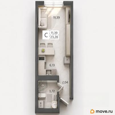 студия, 23.28 м&sup2;
