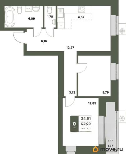 2-комн. квартира, 59 м&sup2;