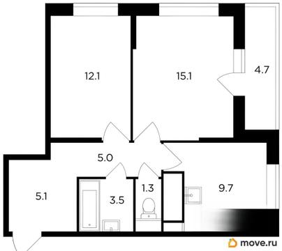 2-комн. квартира, 56 м&sup2;