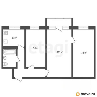 3-комн. квартира, 58.9 м&sup2;