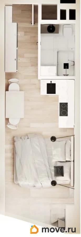 1-комн. апартаменты, 24.25 м&sup2;