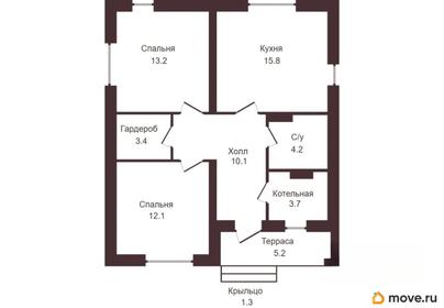 коттедж, 62.5 м&sup2;, 6 соток