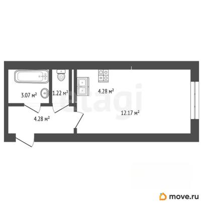 студия, 25.02 м&sup2;