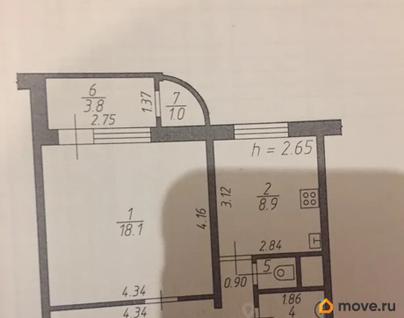 1-комн. квартира, 45.5 м&sup2;