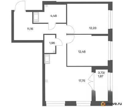 2-комн. квартира, 59.74 м&sup2;