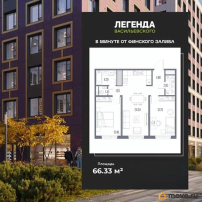 2-комн. квартира, 66.33 м&sup2;