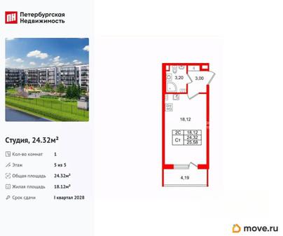 студия, 24.32 м&sup2;