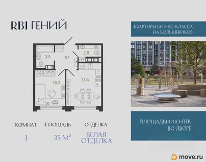 1-комн. квартира, 35 м&sup2;