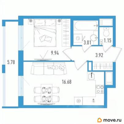 1-комн. квартира, 36.43 м&sup2;