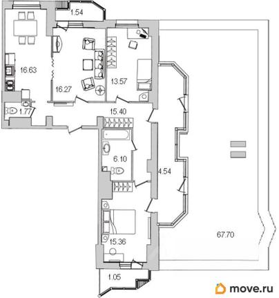 3-комн. квартира, 85.7 м&sup2;