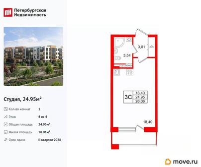 студия, 24.95 м&sup2;