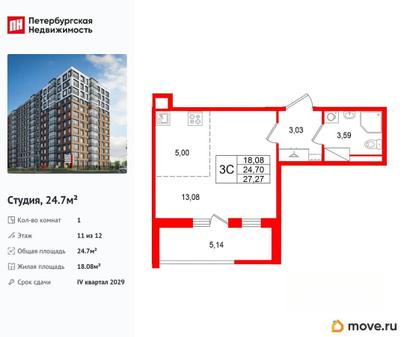 студия, 24.7 м&sup2;