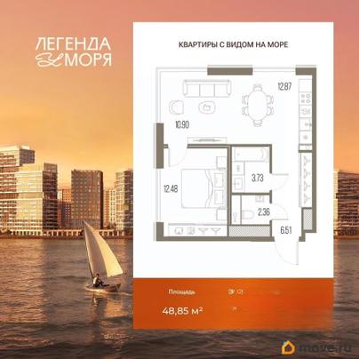1-комн. квартира, 48.85 м&sup2;