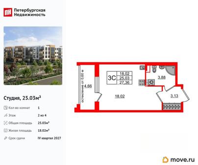 студия, 25.03 м&sup2;