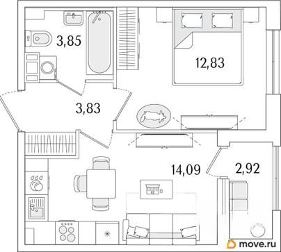 1-комн. квартира, 36.06 м&sup2;