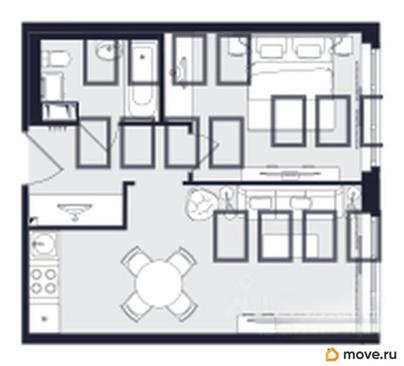 1-комн. апартаменты, 40.91 м&sup2;