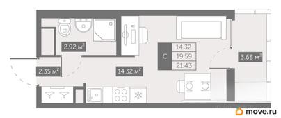 студия, 21.64 м&sup2;