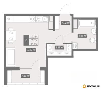 студия, 34.17 м&sup2;