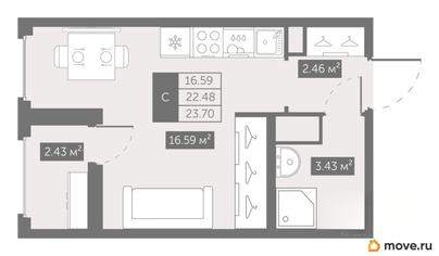студия, 23.76 м&sup2;