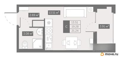 студия, 21.24 м&sup2;