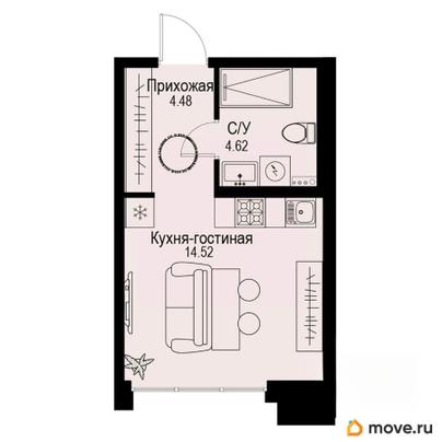 студия, 23.62 м&sup2;