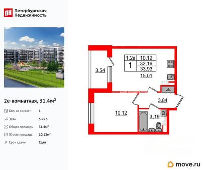 1-комн. квартира, 31.4 м&sup2;