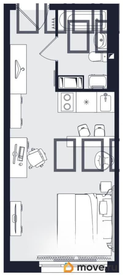 1-комн. апартаменты, 28.46 м&sup2;