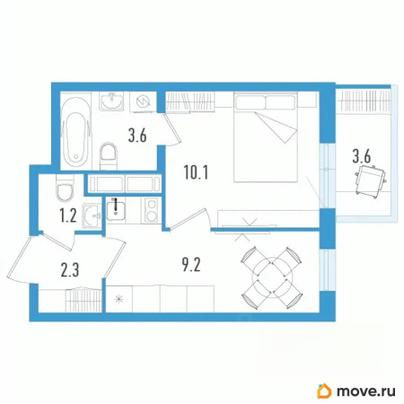 1-комн. квартира, 27.5 м&sup2;
