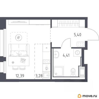 студия, 25.48 м&sup2;