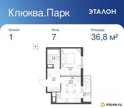 1-комн. квартира, 36.8 м&sup2;