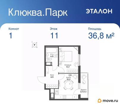 1-комн. квартира, 36.8 м&sup2;