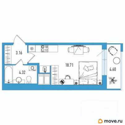 студия, 27.57 м&sup2;