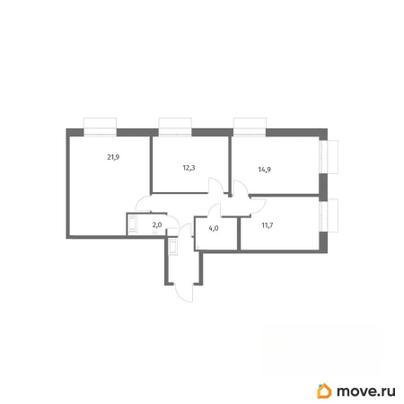 3-комн. квартира, 77.9 м&sup2;