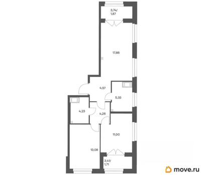 2-комн. квартира, 63.91 м&sup2;