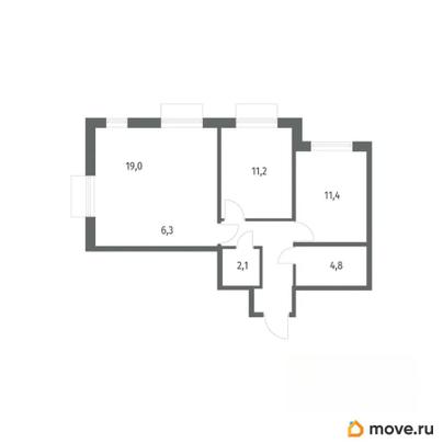 3-комн. квартира, 62.2 м&sup2;