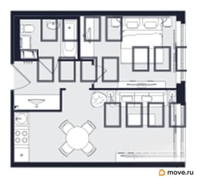 1-комн. апартаменты, 40.91 м&sup2;