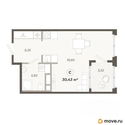 студия, 30.43 м&sup2;