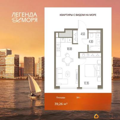 1-комн. квартира, 39.26 м&sup2;