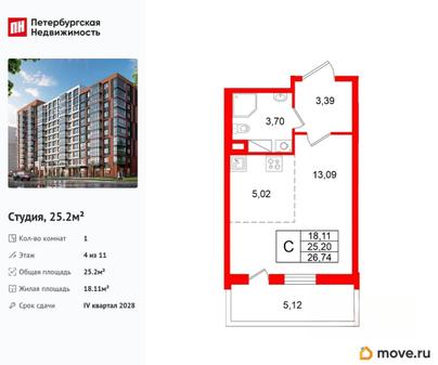 студия, 25.2 м&sup2;
