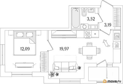 1-комн. квартира, 40.19 м&sup2;