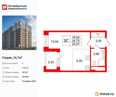 студия, 24.7 м&sup2;