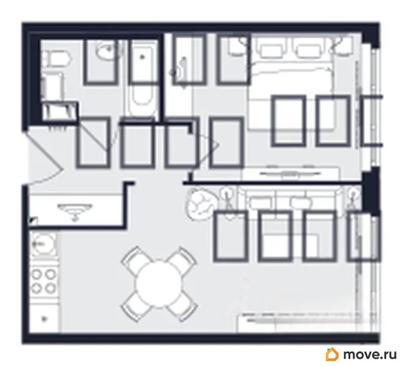 1-комн. апартаменты, 40.58 м&sup2;