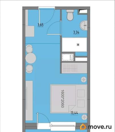 1-комн. апартаменты, 23.06 м&sup2;