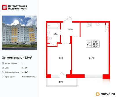 1-комн. квартира, 41.9 м&sup2;