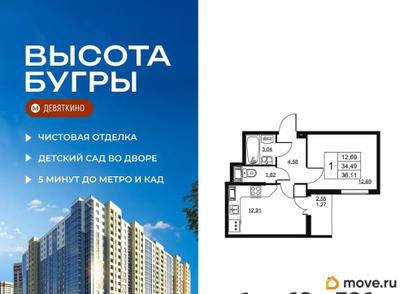 1-комн. квартира, 36.11 м&sup2;