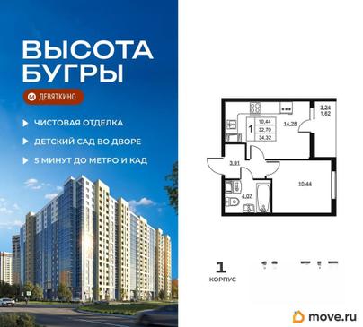 1-комн. квартира, 34.32 м&sup2;