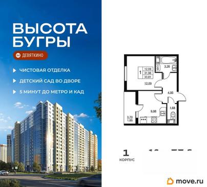 1-комн. квартира, 33.81 м&sup2;